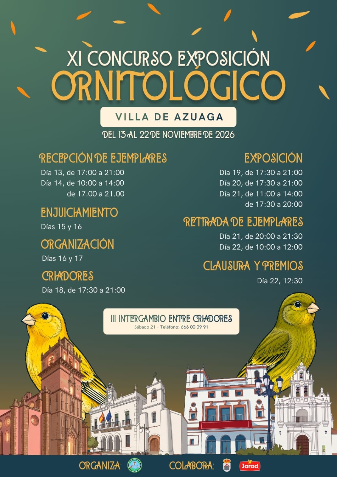 Cartel XI CONCURSO EXPOSICIÓN ORNITOLÓGICO DE AZUAGA