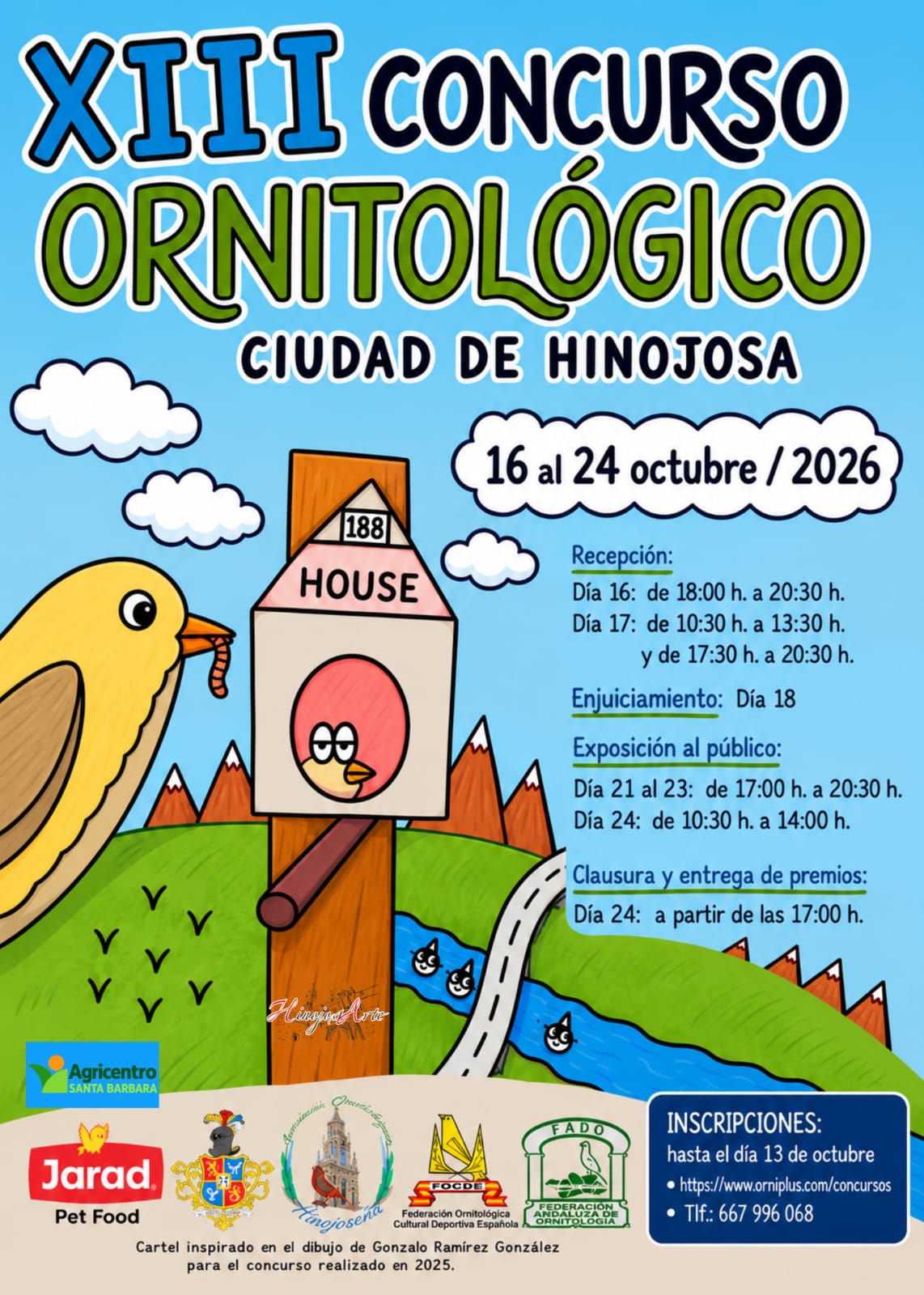 Cartel XIII CONCURSO ORNITOLÓGICO CIUDAD DE HINOJOSA DEL DUQUE 2026